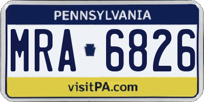 PA license plate MRA6826