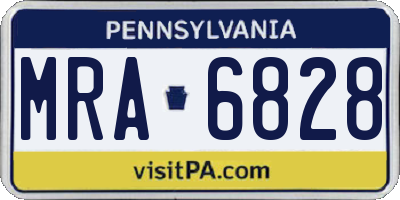 PA license plate MRA6828