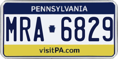 PA license plate MRA6829
