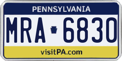 PA license plate MRA6830