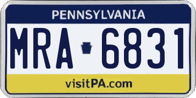PA license plate MRA6831