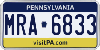 PA license plate MRA6833