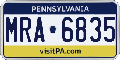 PA license plate MRA6835