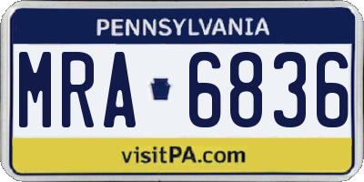 PA license plate MRA6836