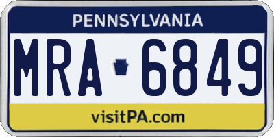 PA license plate MRA6849