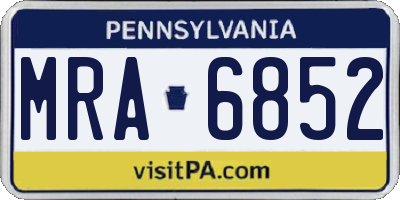PA license plate MRA6852