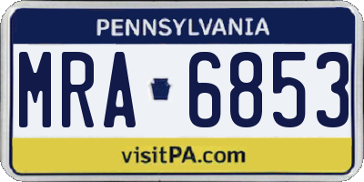 PA license plate MRA6853
