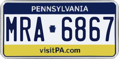 PA license plate MRA6867