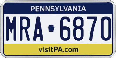 PA license plate MRA6870