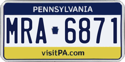 PA license plate MRA6871