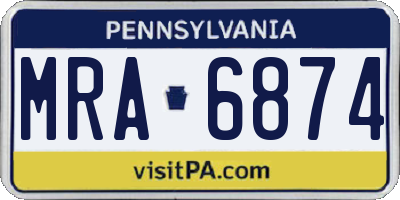 PA license plate MRA6874