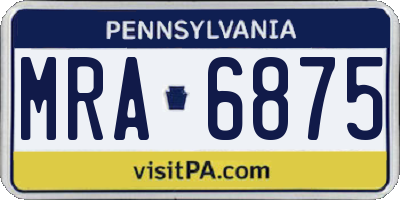 PA license plate MRA6875