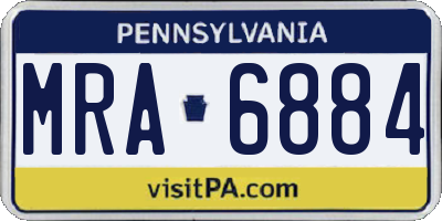 PA license plate MRA6884