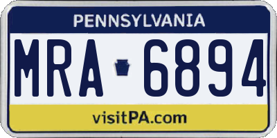 PA license plate MRA6894