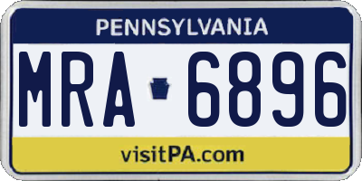 PA license plate MRA6896