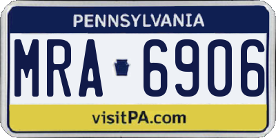 PA license plate MRA6906