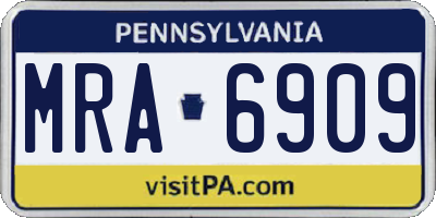 PA license plate MRA6909