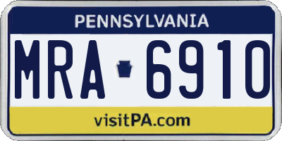 PA license plate MRA6910