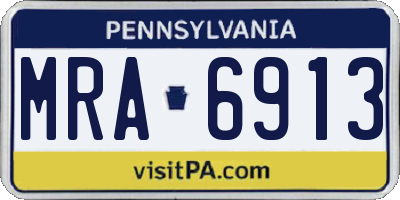 PA license plate MRA6913