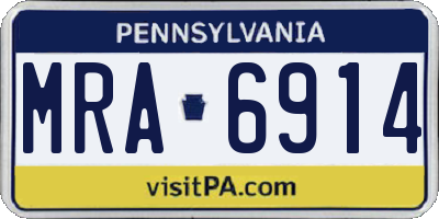 PA license plate MRA6914