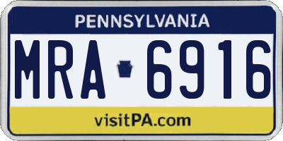 PA license plate MRA6916