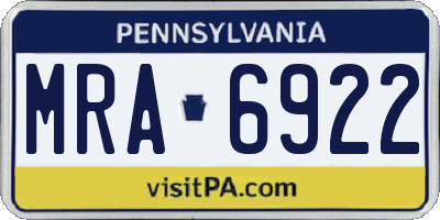 PA license plate MRA6922