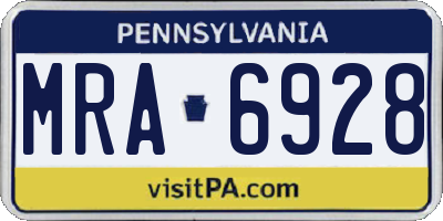 PA license plate MRA6928
