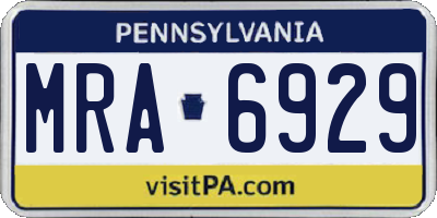 PA license plate MRA6929