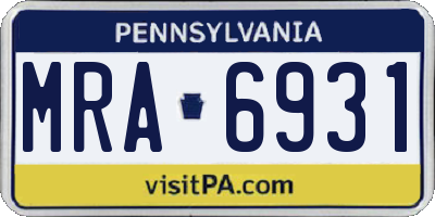 PA license plate MRA6931