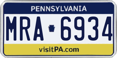 PA license plate MRA6934