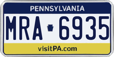 PA license plate MRA6935