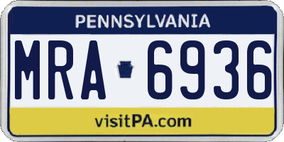 PA license plate MRA6936
