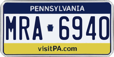 PA license plate MRA6940