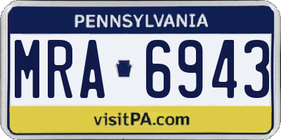PA license plate MRA6943