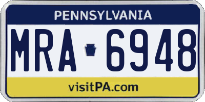 PA license plate MRA6948