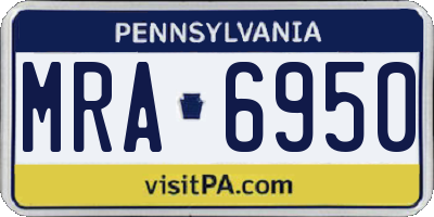 PA license plate MRA6950