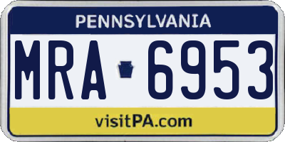 PA license plate MRA6953
