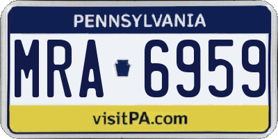 PA license plate MRA6959