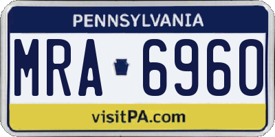 PA license plate MRA6960