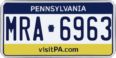 PA license plate MRA6963