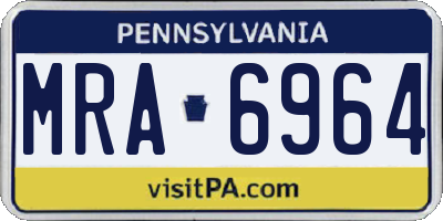 PA license plate MRA6964