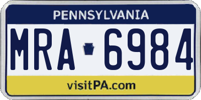 PA license plate MRA6984