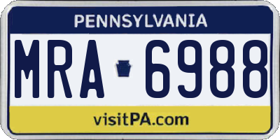 PA license plate MRA6988