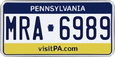 PA license plate MRA6989