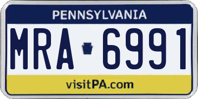 PA license plate MRA6991