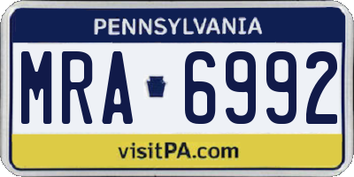 PA license plate MRA6992