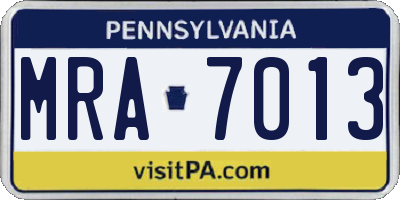 PA license plate MRA7013