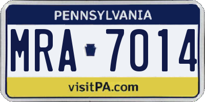 PA license plate MRA7014