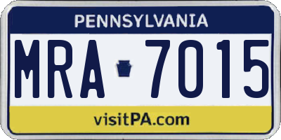 PA license plate MRA7015