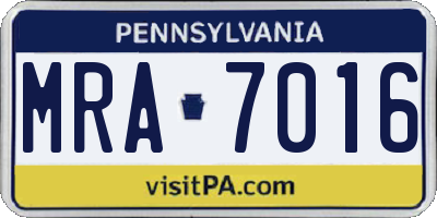 PA license plate MRA7016